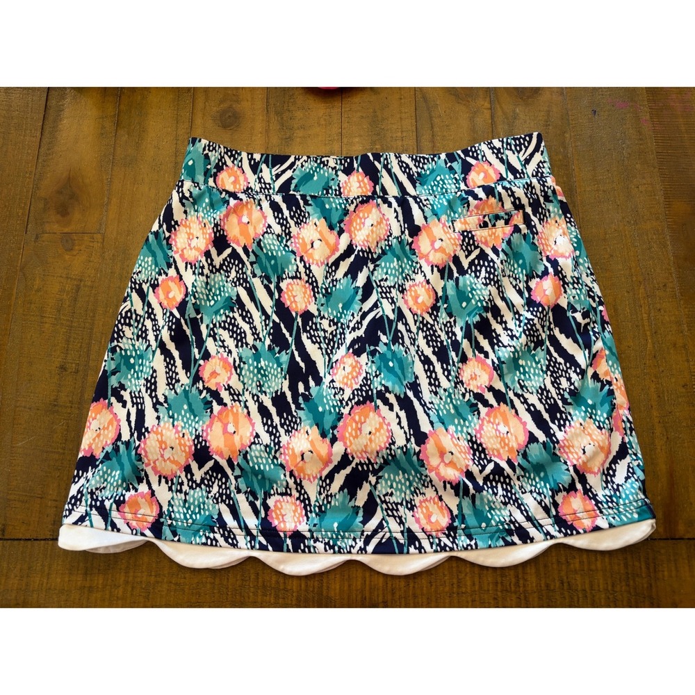 Pebble Beach Dry-Luxe Performance Floral Scalloped Golf Skort Womens Large